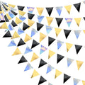 Black Gold Iridescent Party Decorations Triangle Pennant Banner Flag Metallic by pinkblume