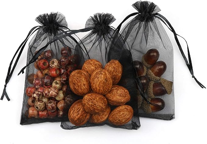 ANZNKU 50 Pack Black Organza Bags, 4 x 6 Inch Small Mesh Bags Drawstring Gift - Image 6