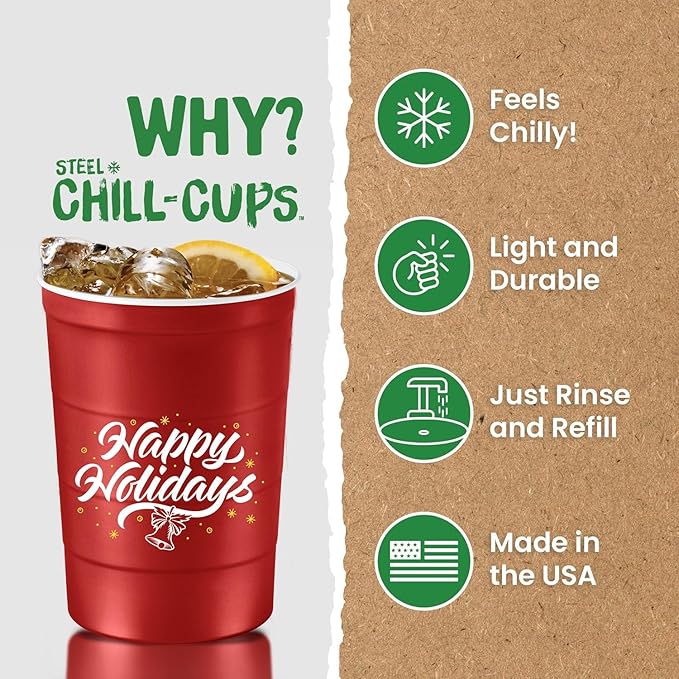 16 oz. Party Cups 'Happy Holidays' Christmas Tree Design - Image 3