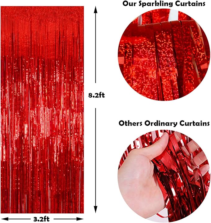 Foil Fringe Curtains Red Streamers Party Decorations - Image 3