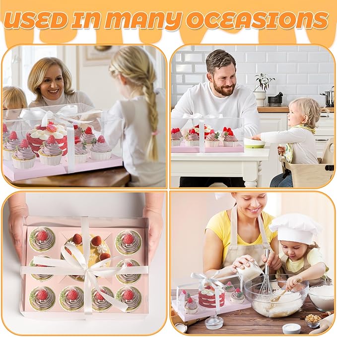 JCD 3 Pcs Pink Cake and Cupcake Combo Bento Boxes - Image 4