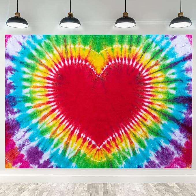 Hippie Backdrop 12x10ft 60s 70s Backgrounds Tie Dye Theme Party Decorations - Image 2