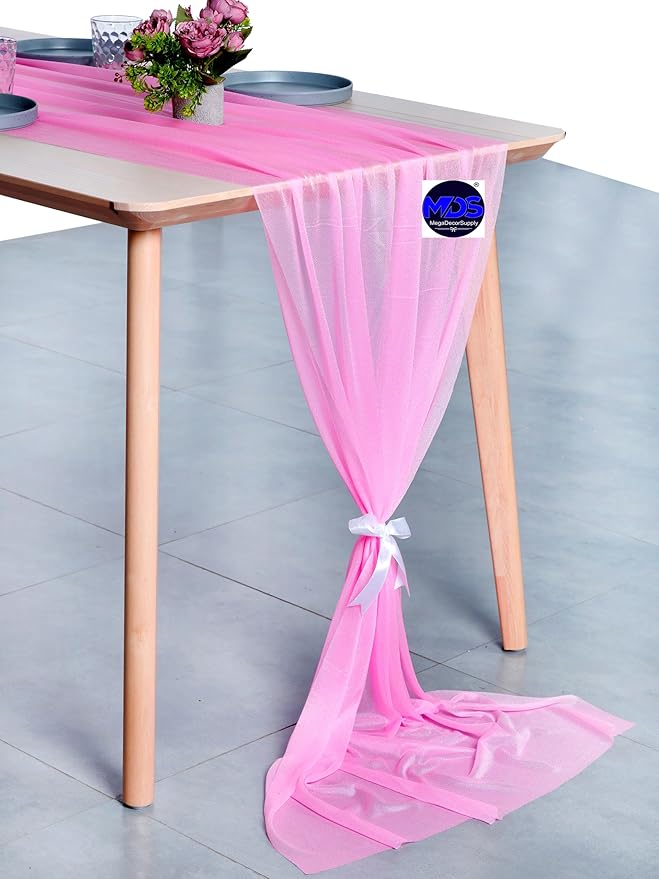 MDS 2 Pack 10ft Chiffon Table Runner 29 x 120 Inches Sheer Wedding Runner - Image 2