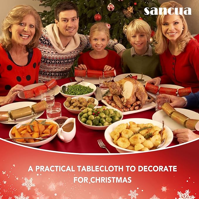 sancua 2 Pack Round Tablecloth 70 Inch Red, Stain and Wrinkle Resistant Table - Image 4