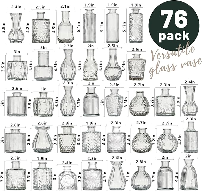 Glass Bud Vase Set of 76 Pcs Small Minimalist Vases - Image 6