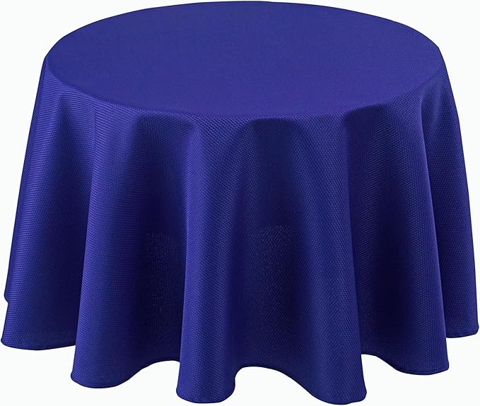 Biscaynebay Textured Fabric Round Tablecloths 70", Royal Blue Water Resistant by Biscaynebay