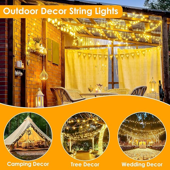 2Pack Each 66Ft 200 LED Fairy Lights Plug in, Waterproof String Lights Outdoor - Image 7