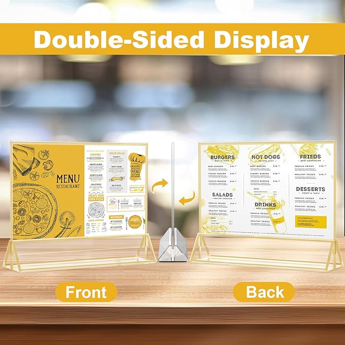 EHWINE 6 Pack Acrylic Sign Holder 5 x 7 Horizontal, Double-Sided Stand up Table - Image 4