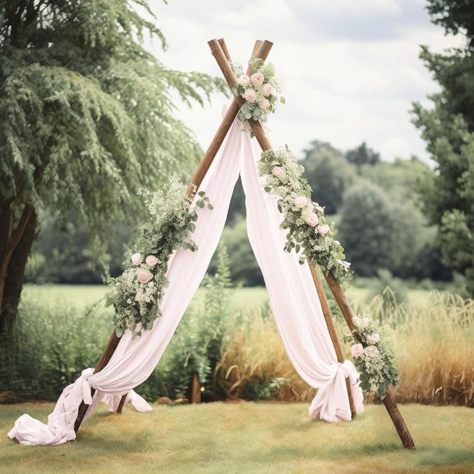 30" x 20Ft Wedding Arch Draping Fabric, 1 Panel Blush Sheer Curtain Drapes - Image 6