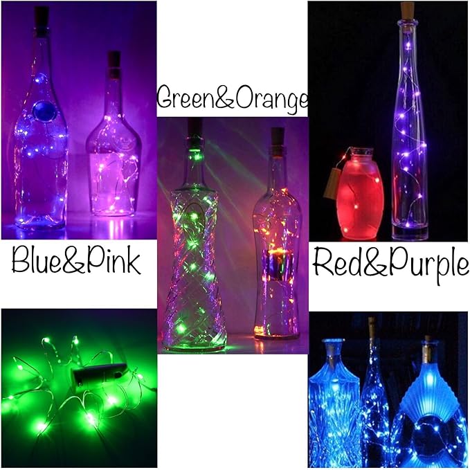 10 Pack 20 LED Wine Bottle Cork Lights Mini Fairy String Lights Copper Wire - Image 7