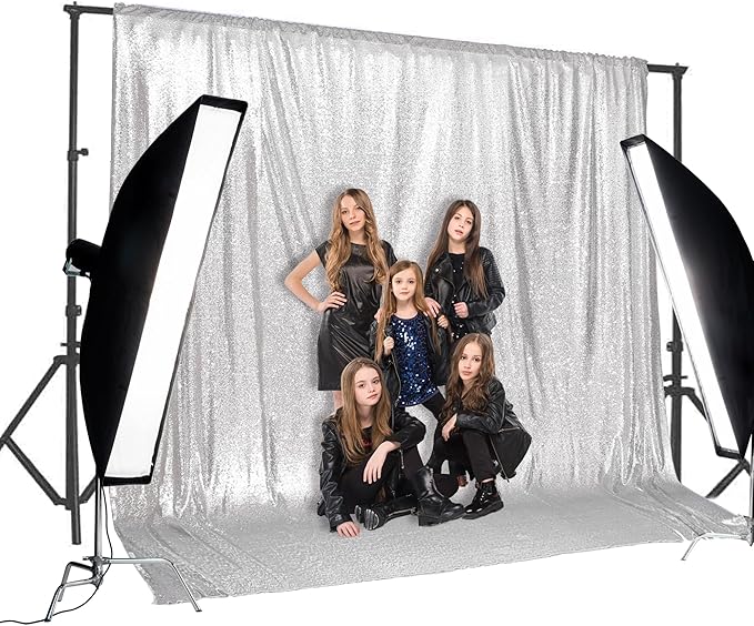 PartyDelight Silver Sequin Backdrop 20Ft x 10Ft Photography Wedding Backdrop - Image 2