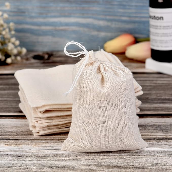 Tatuo 200 Pack Muslin Bags Burlap Drawstring sachet Bags Multipurpose Canvas - Image 4