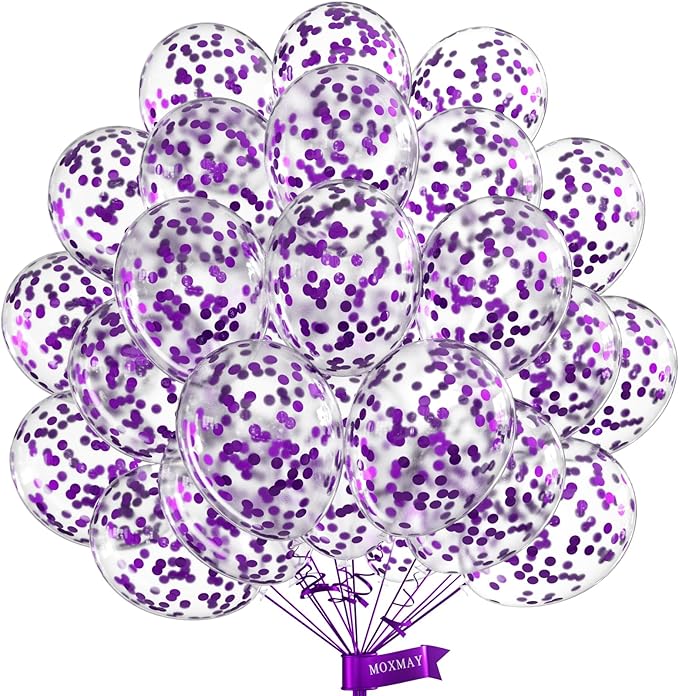 Purple Confetti Balloons, Unisex-Adults & Kids by MOXMAY