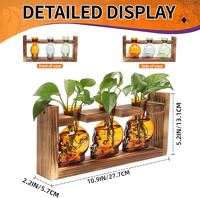 Plant Terrarium Propagation Stations Hydroponics Halloween Skull Planter Vase - Image 3