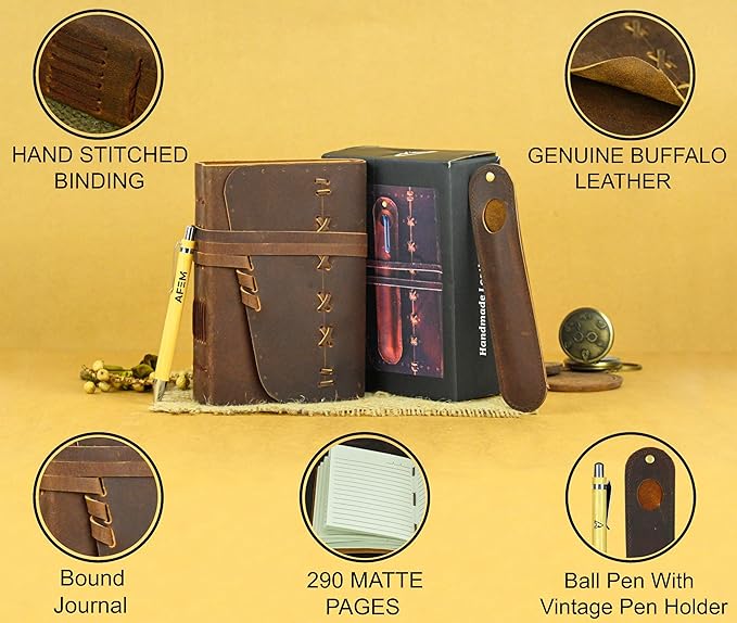 Leather Journal Notebook for Men & Women Daily Vintage Leather Bound Journal - Image 2