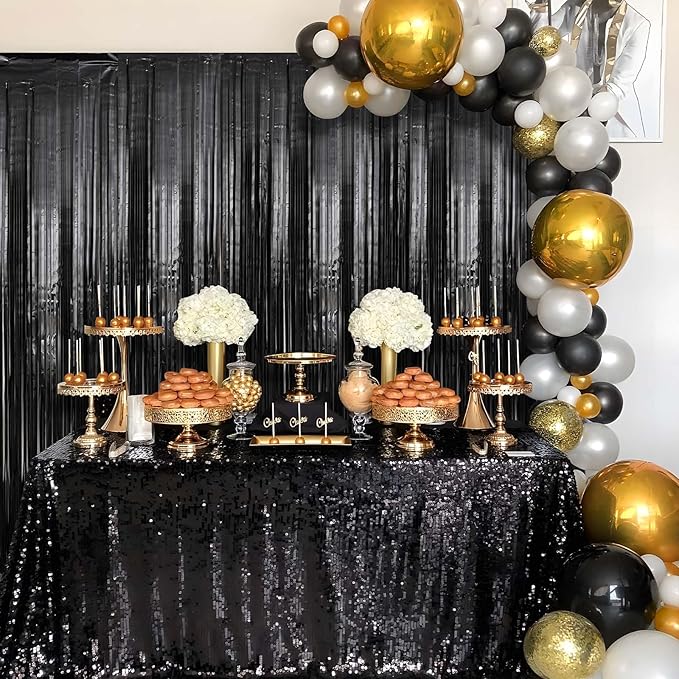2 Pack Black Foil Fringe Curtains Streamers Party Decorations 3.3 x 8.2 ft - Image 4