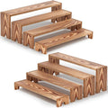 14 Inch Large Wooden Tiered Riser Display Stands, 2 Set Stackable Wooden by Unknown