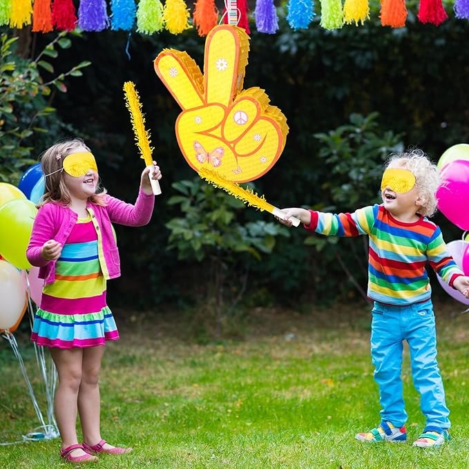 Hippie Pinata with Stick & Hanging Loop Daisy Flower Mexican Pinata Game - Image 8