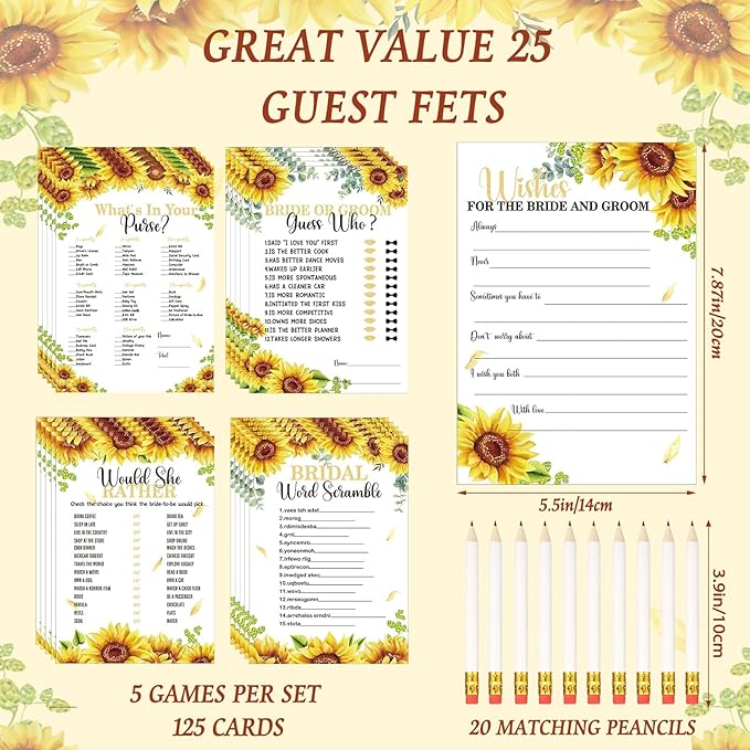 Teling 145 Pieces Bridal Shower Game Bridal Shower Favors Set Wedding Games - Image 3