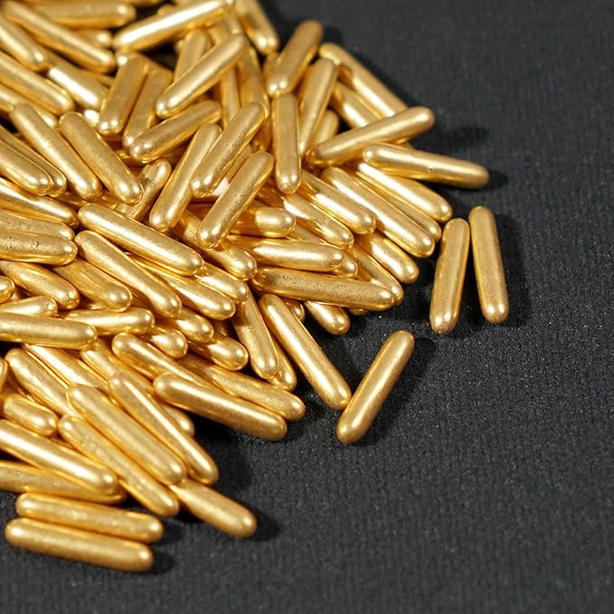 Gold Sprinkles, Metallic Rods Candy, Wedding Party, 150g/5.29oz by Joyvitas