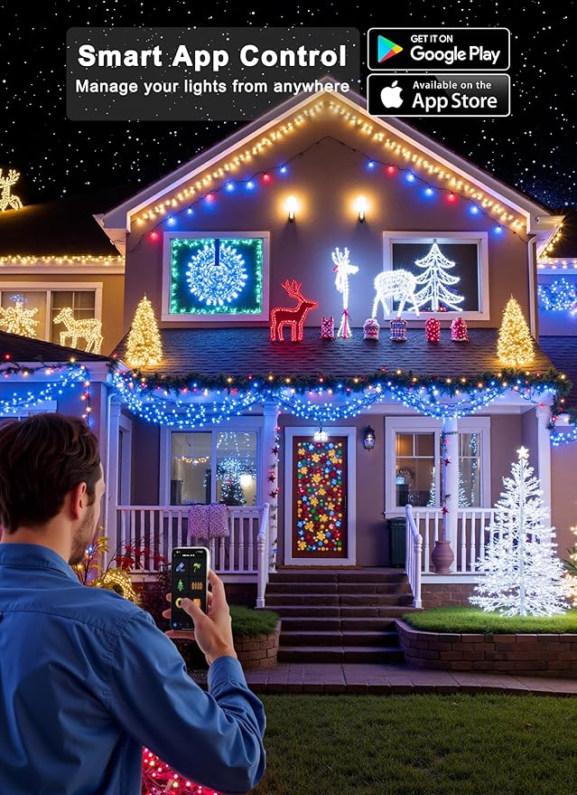 Minetom LED Color Changing Smart RGB Christmas Tree Lights, 66ft 200LED String - Image 6