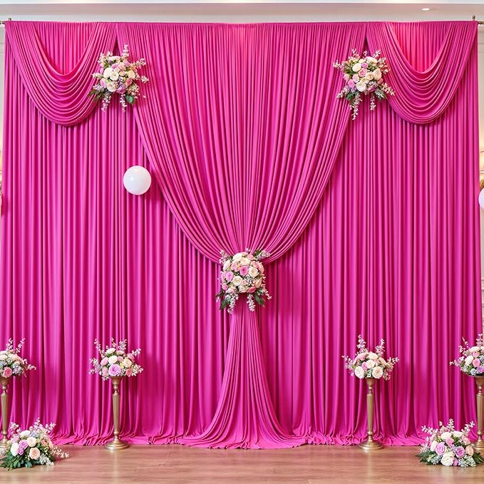 20ft x 12ft Hot Pink Backdrop Curtains Wrinkle Free Backdrop Curtain - Image 9