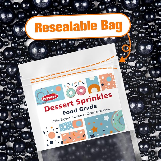 Black Pearl Sugar Sprinkles, Edible Black Sprinkles - Image 7