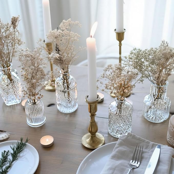 Glass Bud Vase Set of 5 Pcs Small Minimalist Vases - Image 3