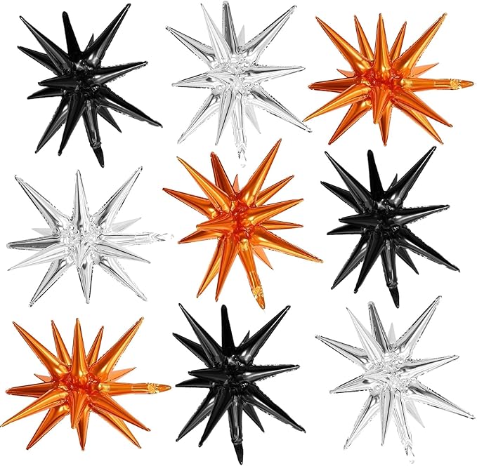 Black Orange Silver Star Balloons by Adorely
