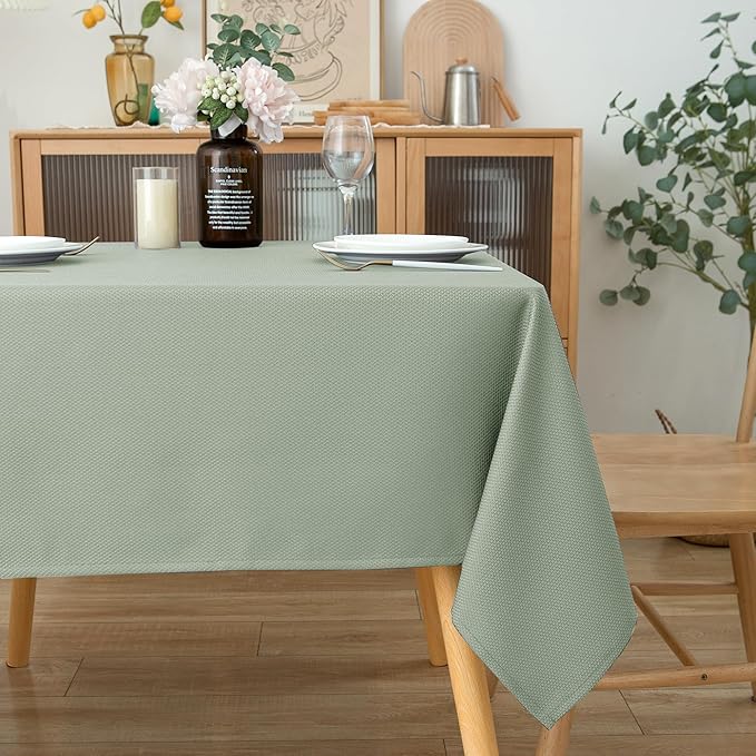 Biscaynebay Square Tablecloth 70x70 Inch-Sage Card Fabric Table Cover-Small - Image 7