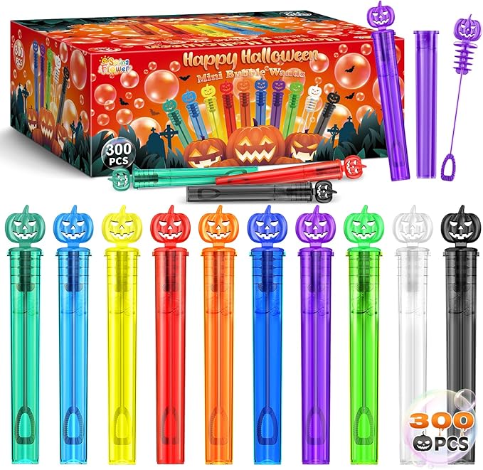 SpringFlower 300 PCS Halloween Bubble Wands, Party Favor Mini Bubble Wands by SpringFlower