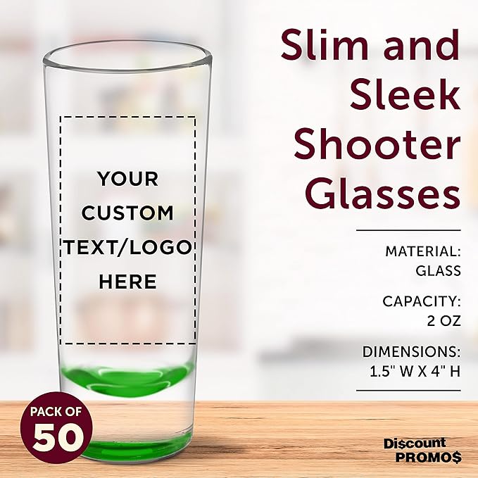 Custom Cordial Shooter Shot Glasses 2 oz. Set of 50, Personalized Bulk Pack - Image 4