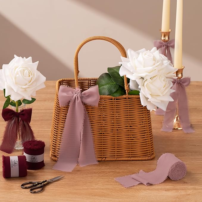 DORIS HOME Mauve Chiffon Ribbon - Image 6