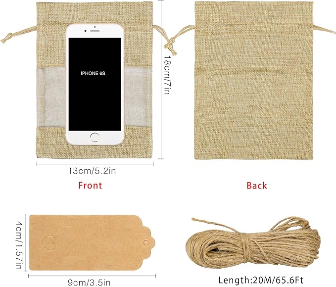 GIOIPC 50Pcs 5 x 7 Inch Linen Burlap Sheer Bags - Image 2