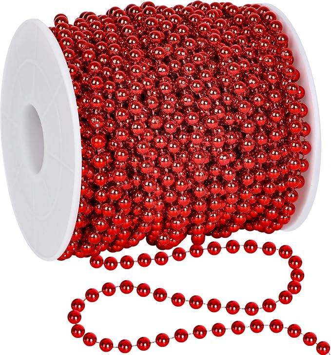 100 Feet Christmas Tree Decorations, Christmas Red Hanging Beads Garland Chain by Arrowom