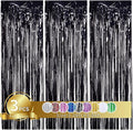 TONIFUL 3Pcs Black Door Streamers, Photo Booth Backdrop, Metallic Streamers by TONIFUL