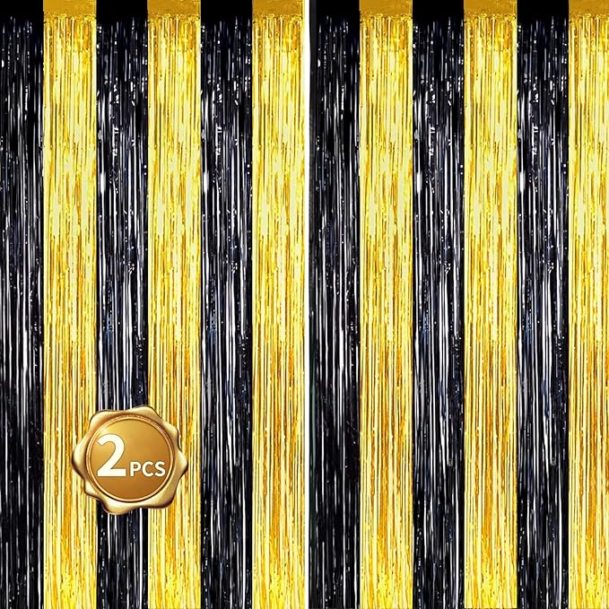BEISHIDA 2Pcs Black Gold Door Streamers Congrats Grade 2025 Decoration Backdrop by Beishida