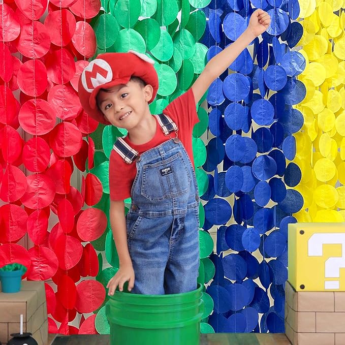 205Ft Super Mario Party Decorations Red Green Blue Yellow Big Polka Dot Tissue - Image 5