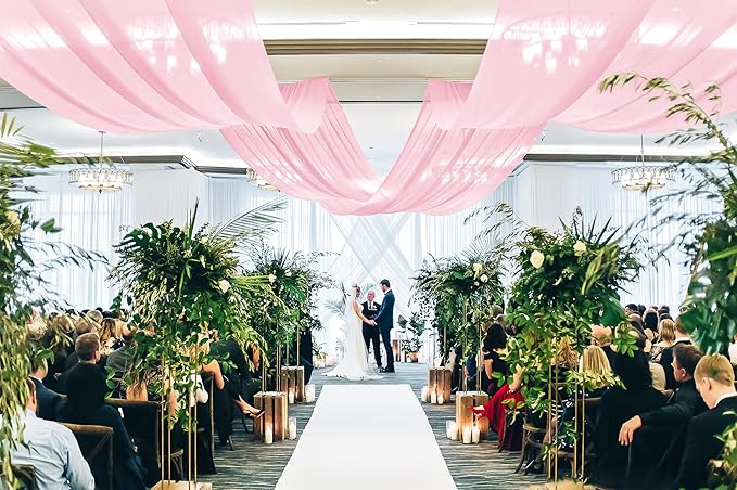 6 Panels Pink Ceiling Drapes for Wedding, 5ftx15ft Ceiling Drapes Cheesecloth - Image 7
