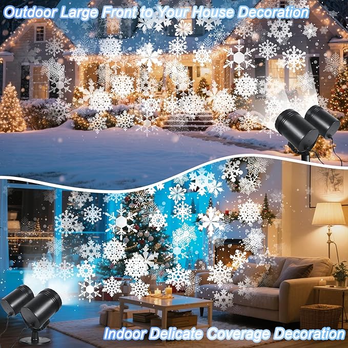 Snowflake Projector Christmas Lights Outdoor, Timer Double Head Projector - Image 6