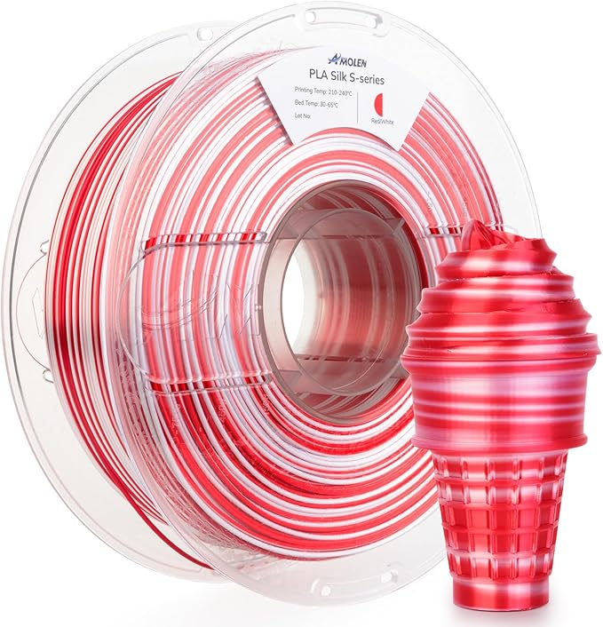 AMOLEN Silk PLA 3D Printer Filament, Shiny Multicolor Christmas Rainbow PLA by AMOLEN