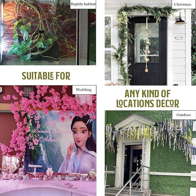 118 inch Small Green Artificial Tree Branches Grapevine Garland Ivy Willow - Image 8