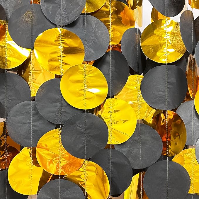 205Ft Black Gold Party Decorations Circle Dot Garland Backdrop Black Tissue - Image 4