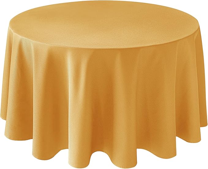 Biscaynebay Fall Tablecloth Textured Fabric Round Tablecloths 70", Fall Gold by Biscaynebay