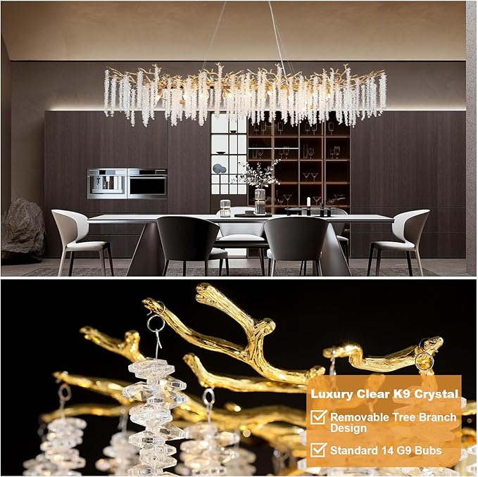 YUYI Modern Crystal Chandelier, Large Tree Branch Chandelier Luxury Ceiling - Image 4