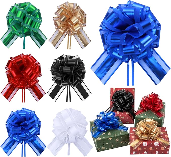 6 Pcs 6 Inch Blue Pull Bows, Party Decorations, Crafts Easy-to-Use Pull Bows by Unknown