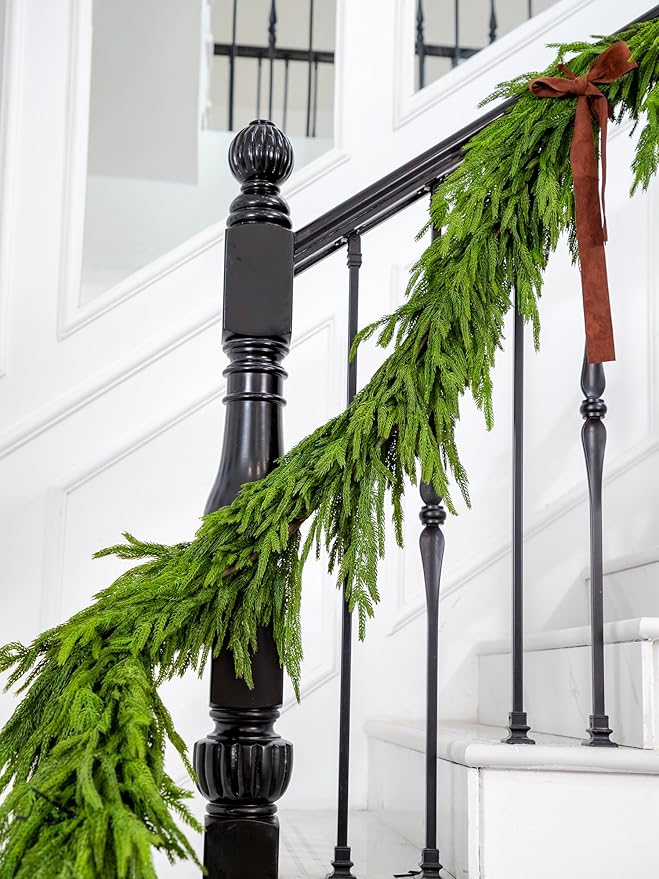 15FT Christmas Garland Real Touch Norfolk Pine Garland Winter Pine Garland - Image 6