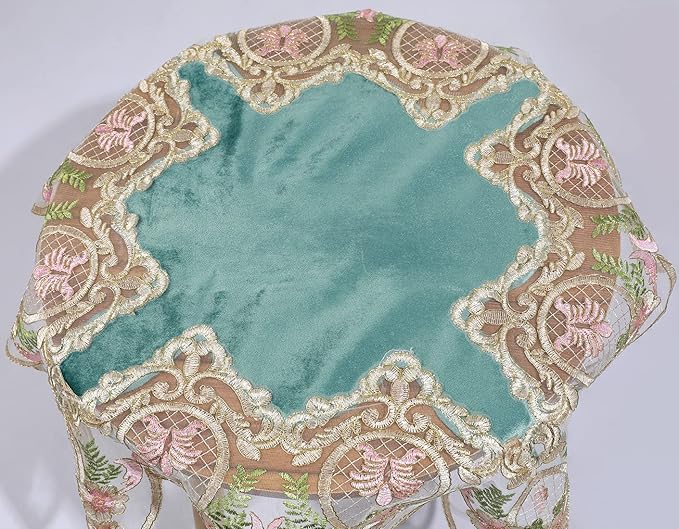 vctops Damask Lace Patchwork Tablecloth Luxury Square Small Table Cover Elegant - Image 3