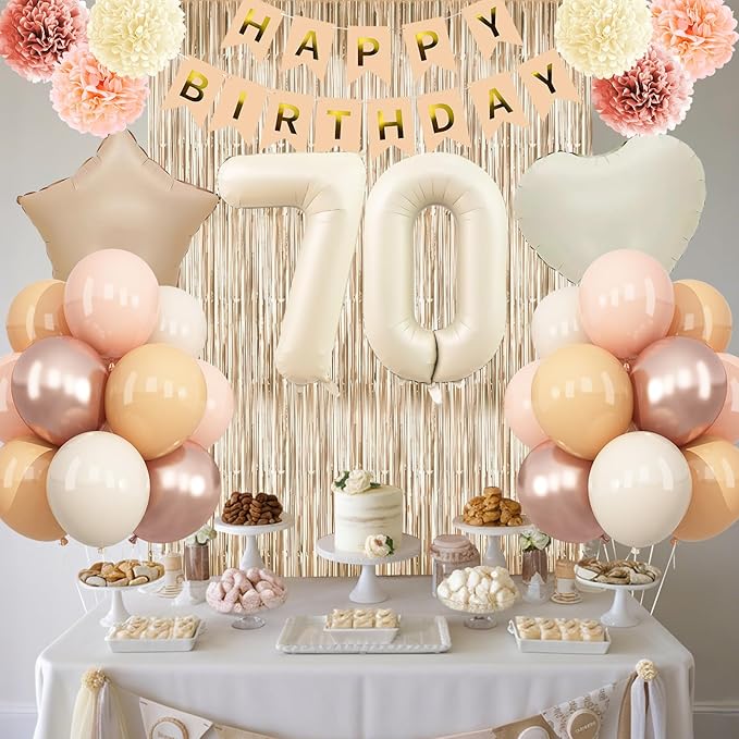 Beige 70th Birthday Decorations - Image 3
