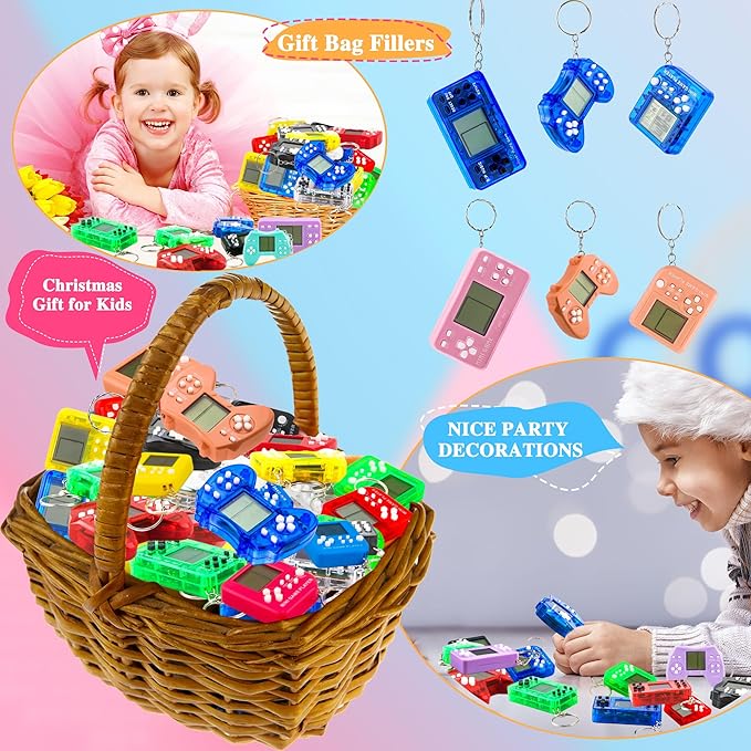 36 Pack Video Game Keychain Mini Square Handheld Video Game Key Chain - Image 6